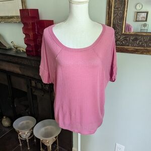 Prana Helani Top Women's Medium Rosa Pink Sheer Short Sleeve Activewear Shirt 97